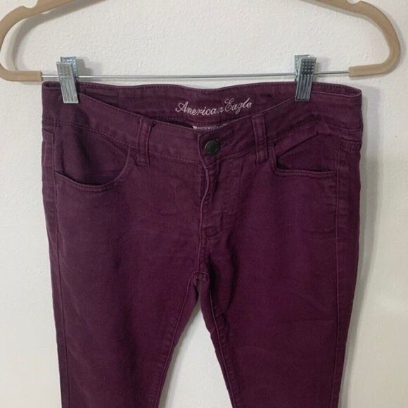 AMERICAN EAGLE jeans womens dark purple super stretch jegging size 4 - Picture 2 of 5